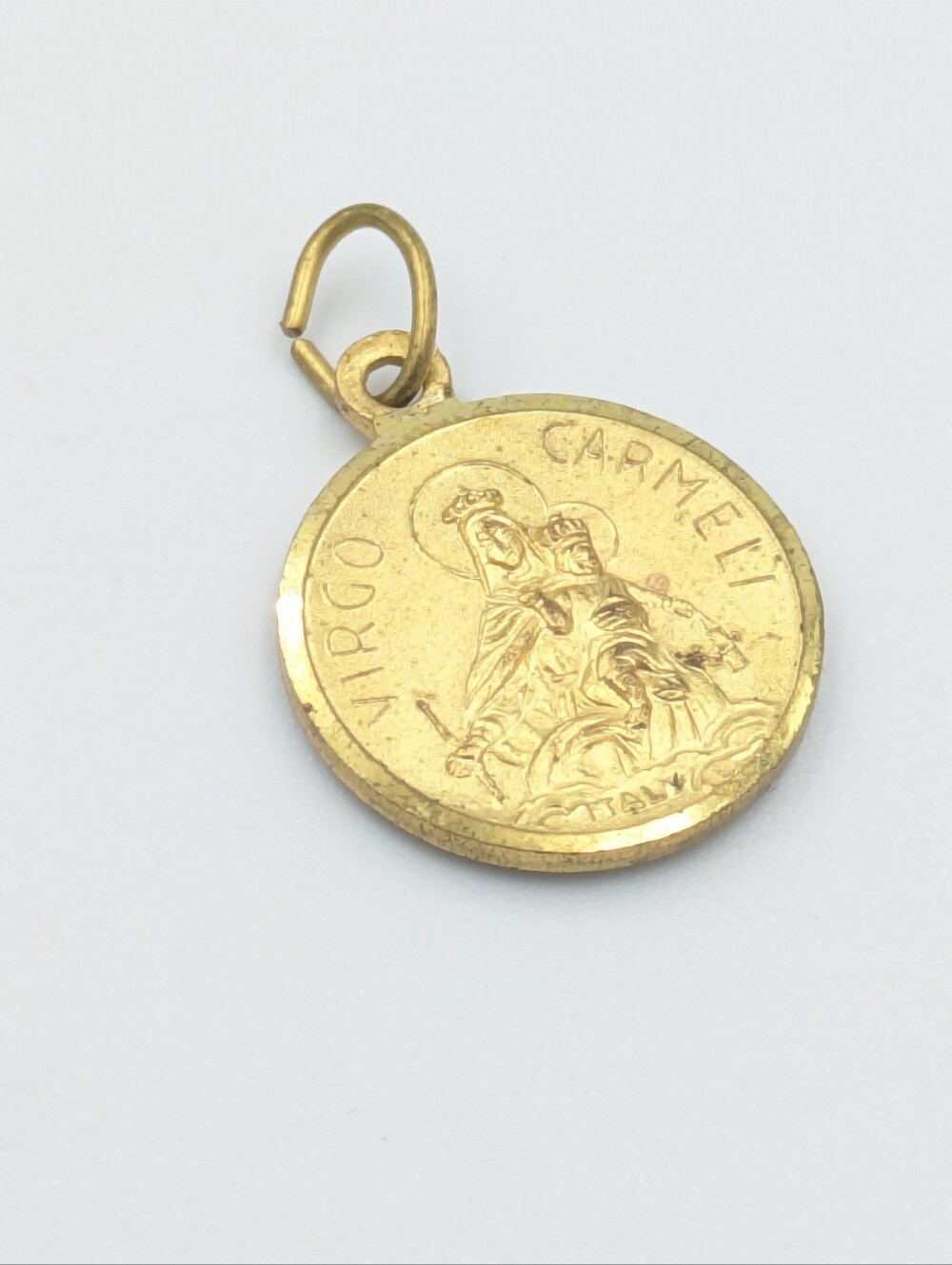 Jesus Christ Medal Gold Sacred Heart Virgo Carmeli Vintage Catholic